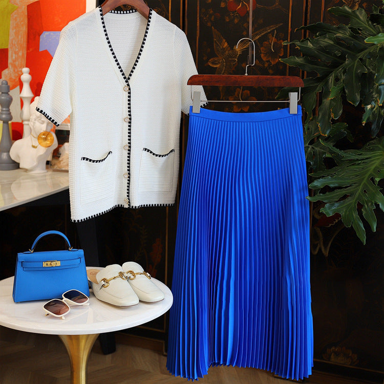 Damen Elegante und luftige Plissee-Rock Kombination Drune