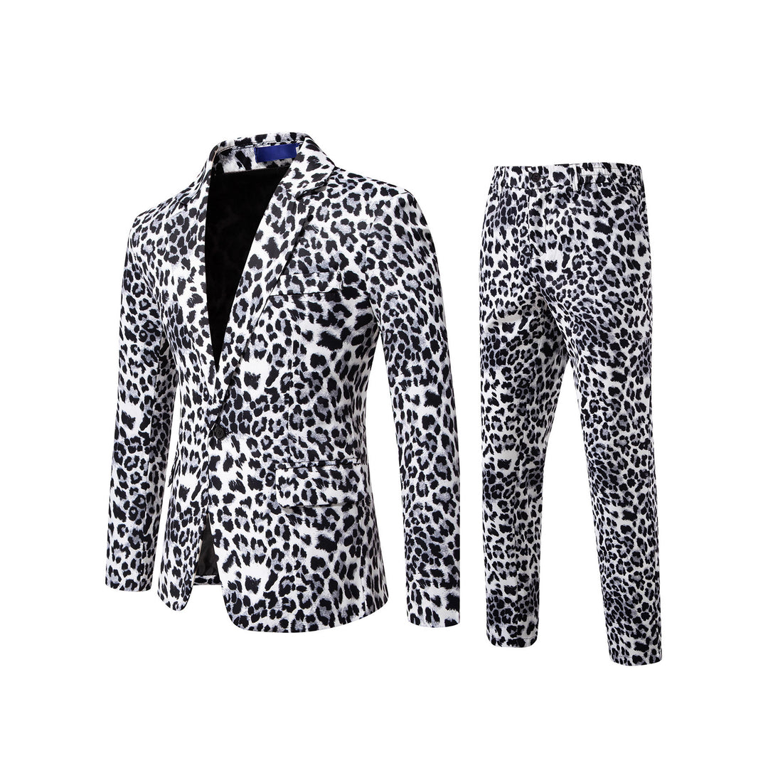 Herren Zweiteiliges Satin-Anzugsset mit grafischem Allover‑Print und schmaler Silhouette Drune