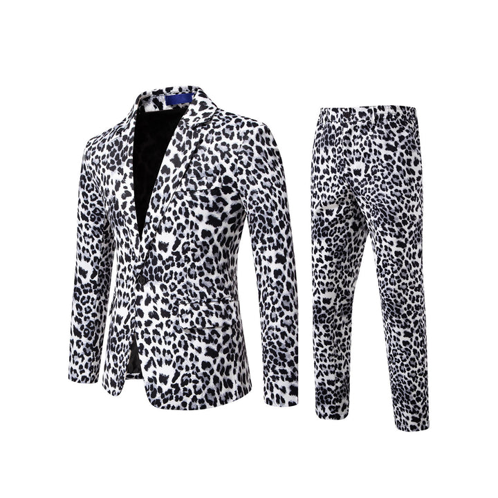 Herren Zweiteiliges Satin-Anzugsset mit grafischem Allover‑Print und schmaler Silhouette Drune