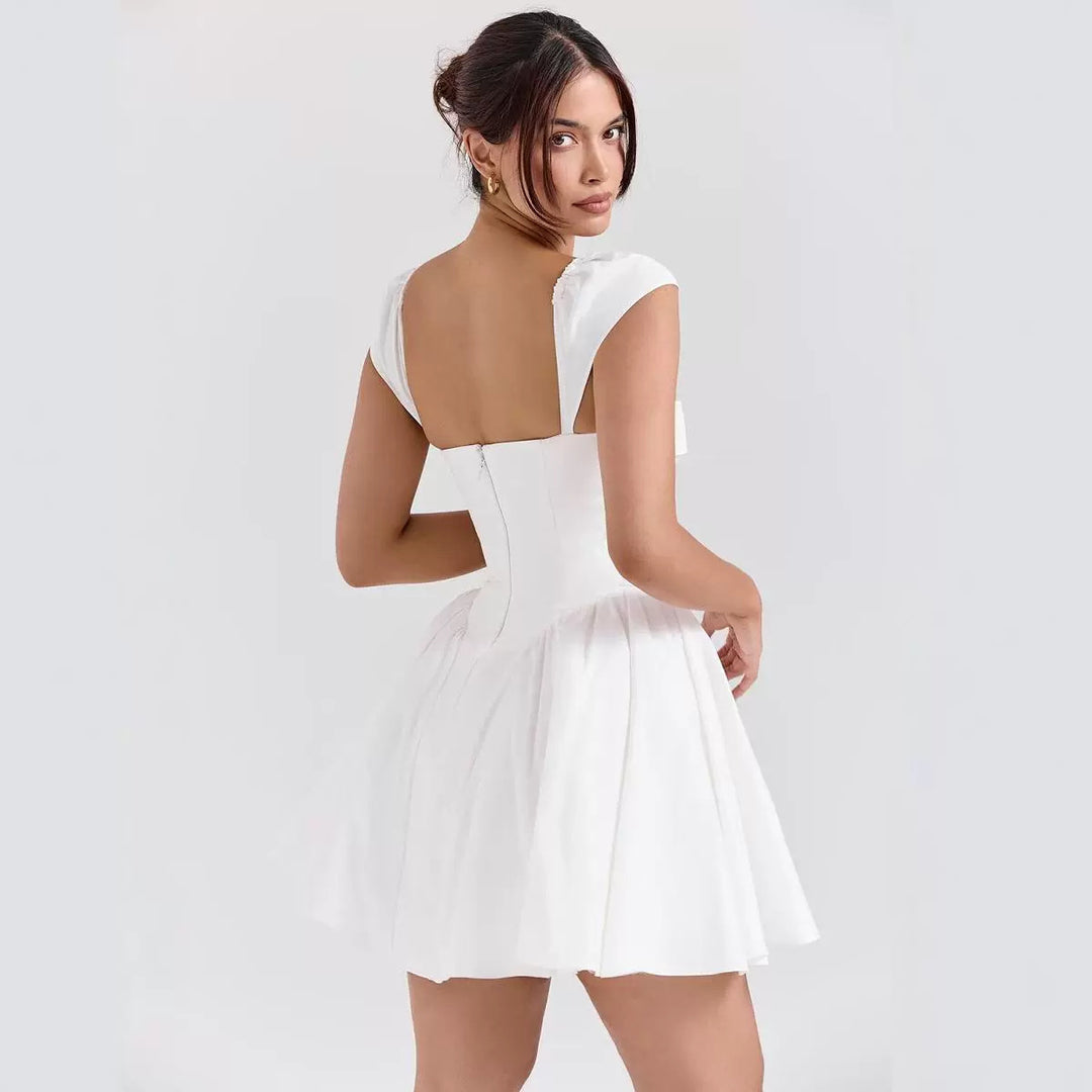 Damen verspielt geschnittenes Cortikleid mit voluminösen Puffärmeln Drune