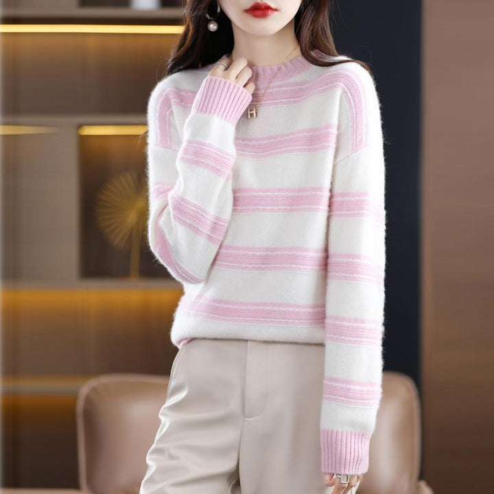 Damen Weicher Streifenpullover im Mohair‑Look mit kastenförmiger Silhouette Drune