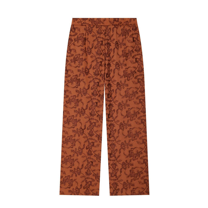 Damen Weite Jacquard‑Hose mit hohem Bund und floraler Musterung Drune