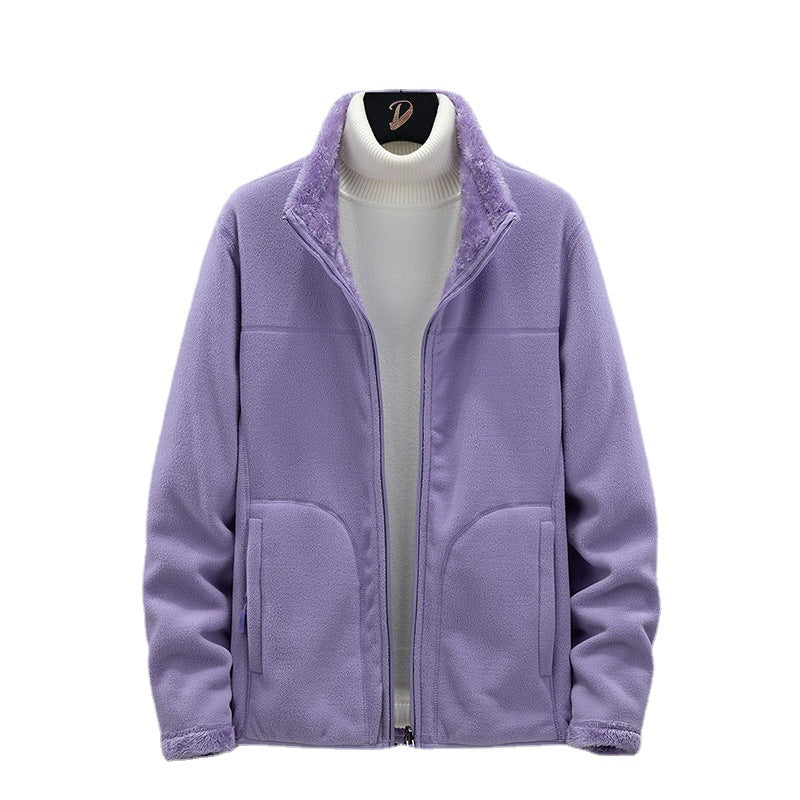 Damen Kuschelige Fleecejacke mit Teddyfutter, Stehkragen und Zwei Reißverschlusstaschen Drune