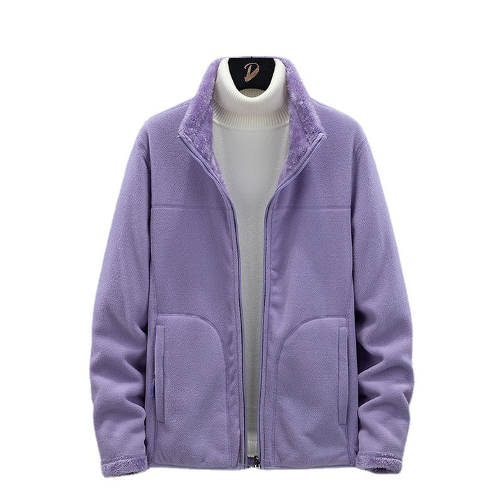 Damen Kuschelige Fleecejacke mit Teddyfutter, Stehkragen und Zwei Reißverschlusstaschen Drune