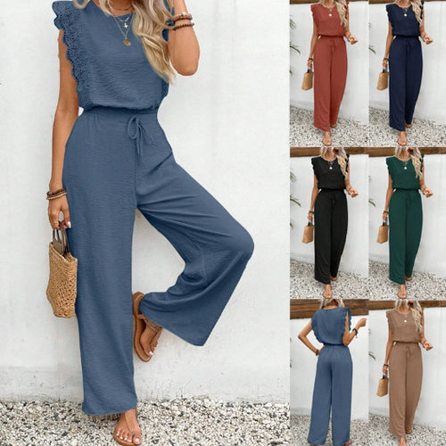 Damen Zweiteiliges Set aus Top und Palazzo-Hose mit Spitzenvolant Drune