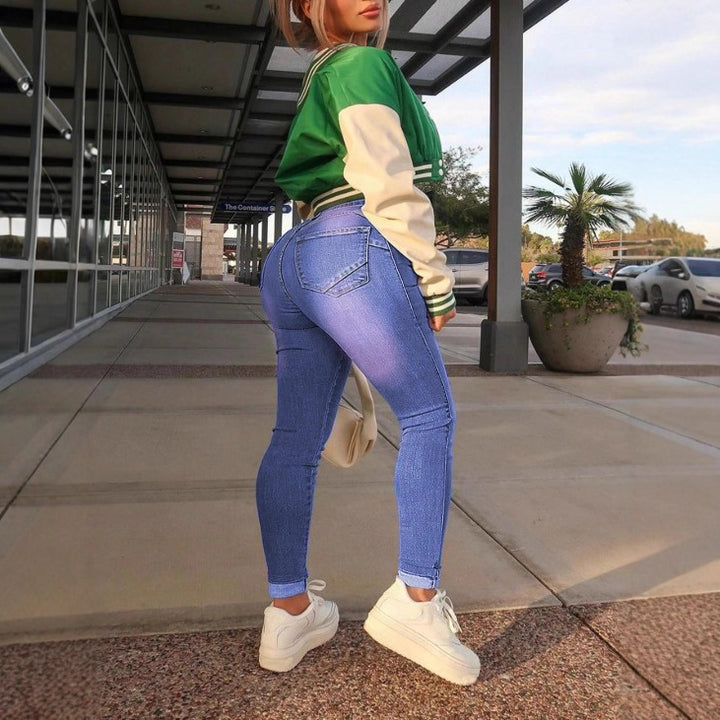 Damen Hochgeschnittene, figurformende Superstretch-Skinny-Jeans mit knöchellanger Passform Drune