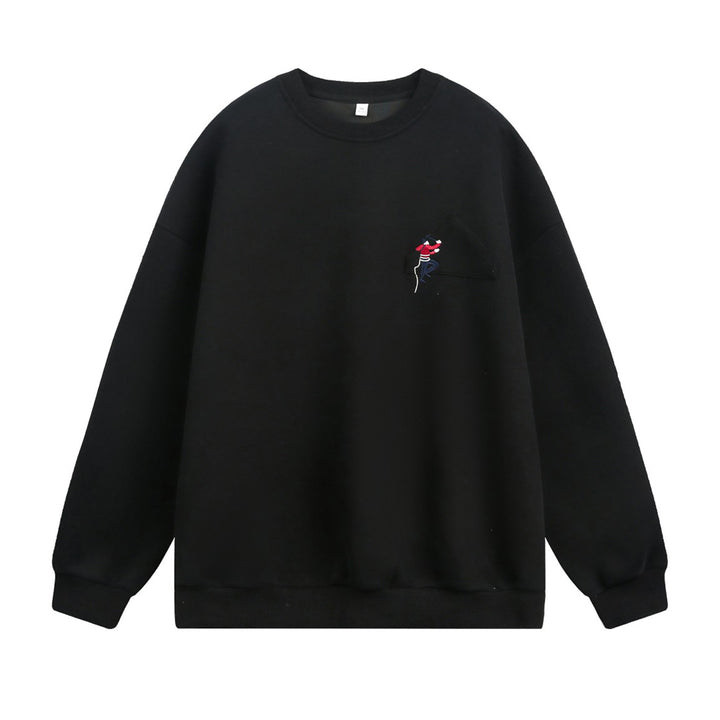 Unisex Oversize Sweatshirt mit aufgesetzter Brusttasche und Kletterer‑Stickerei Drune
