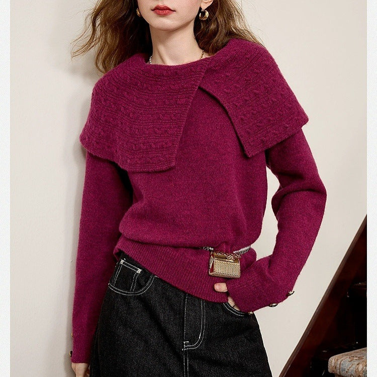 Damen Pullover mit einzigartigem Kragen und lässigem Design Drune