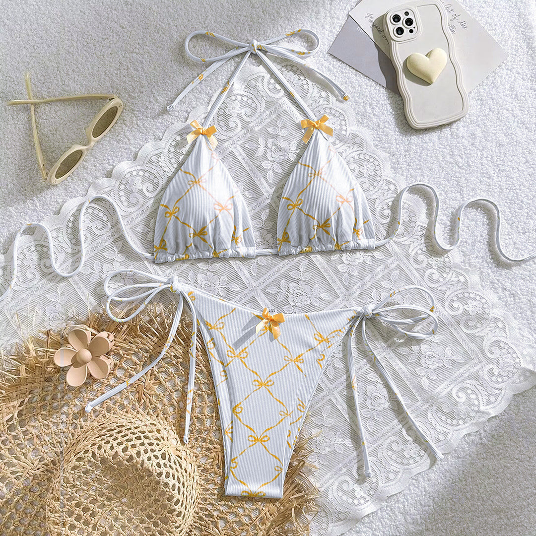 Damen Triangel-Bikini mit zarten Schleifendetails Drune