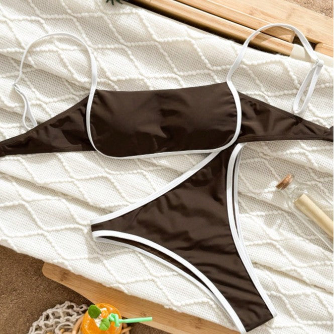 Damen Bikini-Set mit schmalen Trägern und originellem Kontrastdetail Drune