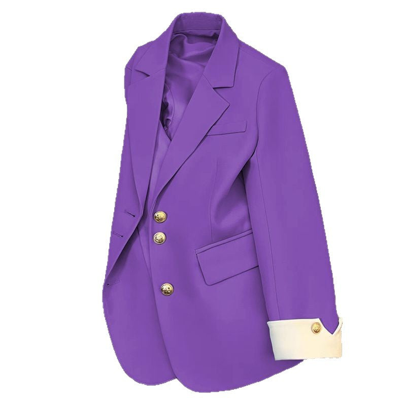Damen Eleganter Blazer mit goldenen Knöpfen Drune
