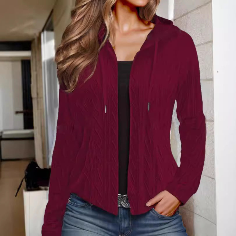 Damen leichte Kapuzenjacke im Strickdesign Drune