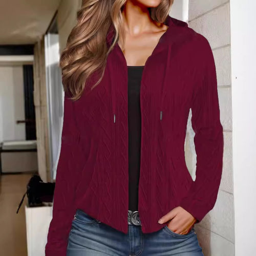 Damen leichte Kapuzenjacke im Strickdesign Drune