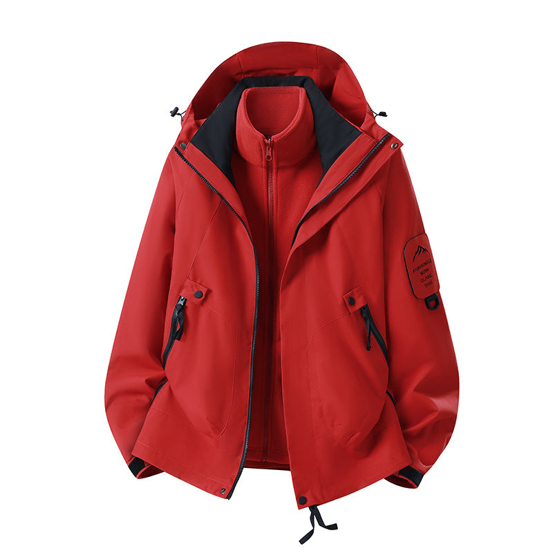 Herren Zwei-in-eins Wetterschutzjacke mit abnehmbarer Steppweste und verstellbarer Kapuze Drune
