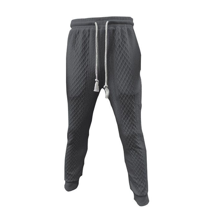 Herren gestricktes Freizeit-Set mit Polokragen und Tunnelzug-Jogginghose Drune