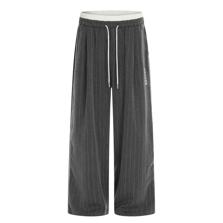 Damen Weite Pinstripe-Culotte-Hose mit elastischem Bund und Kordelzug Drune