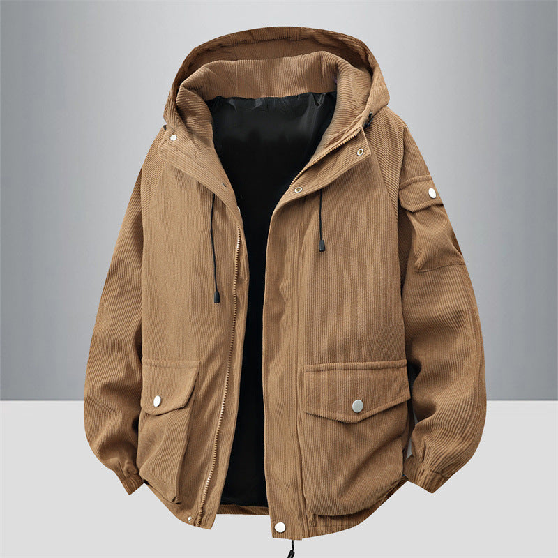Herren Modische Outdoorjacke mit Kapuze Drune