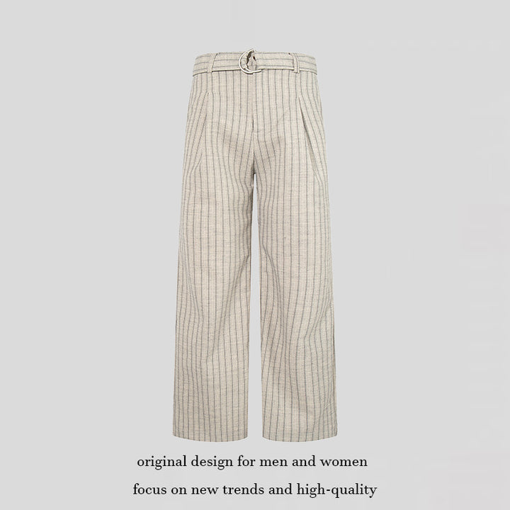 Damen Weite Leinen-Mix Culotte-Hose mit Hochbund und D-Ring-Gürtel Drune