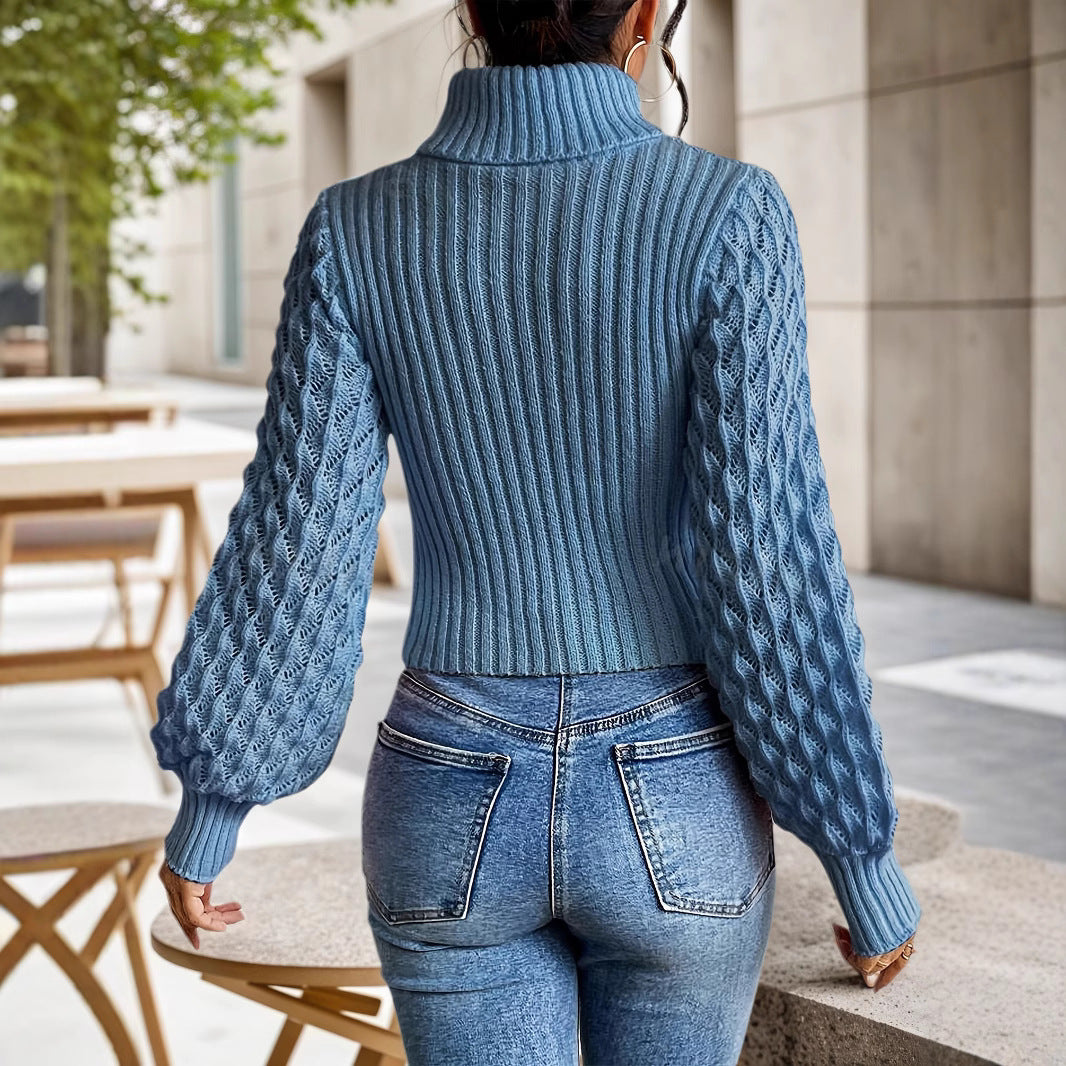 Damen Pullover mit hochgeschlossenem Kragen und Cut-Outs Drune