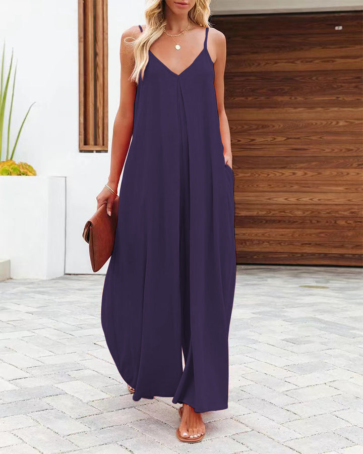 Damen Maxikleid mit schmalen Spagettiträgern und luftiger A-Linien-Silhouette Drune