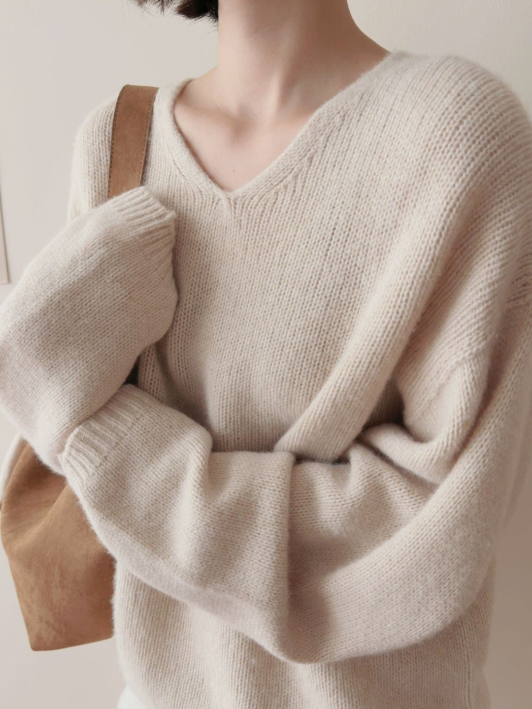 Femme Luxuriöser V-Ausschnitt Pullover Drune