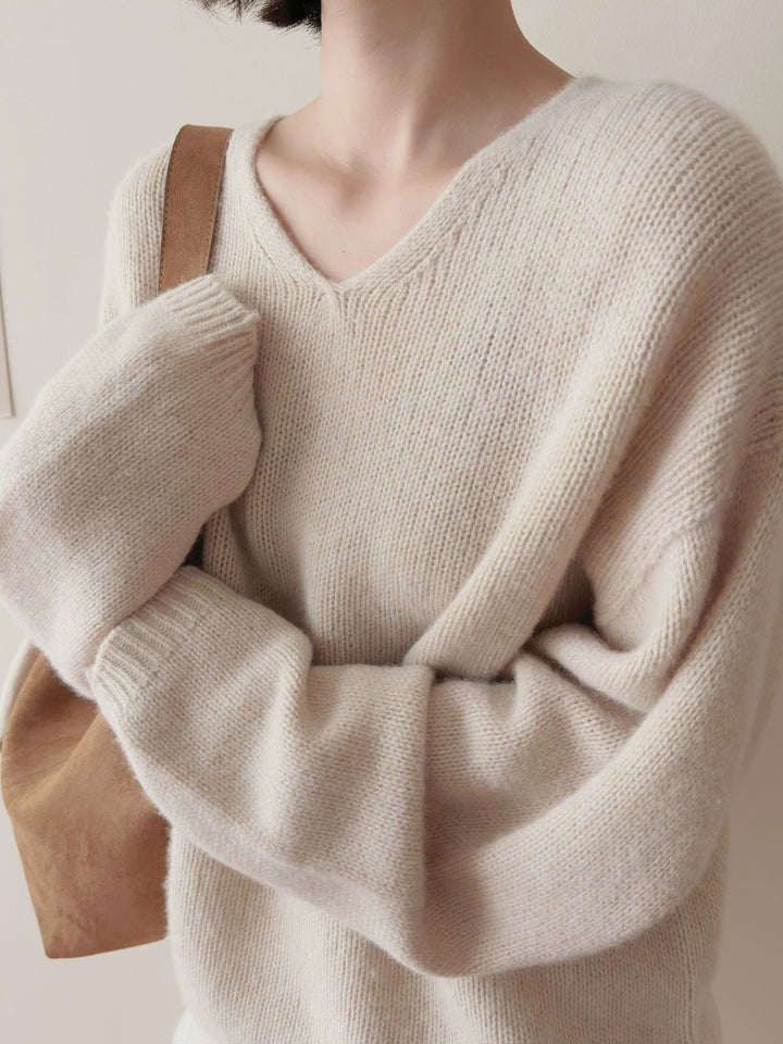 Femme Luxuriöser V-Ausschnitt Pullover Drune