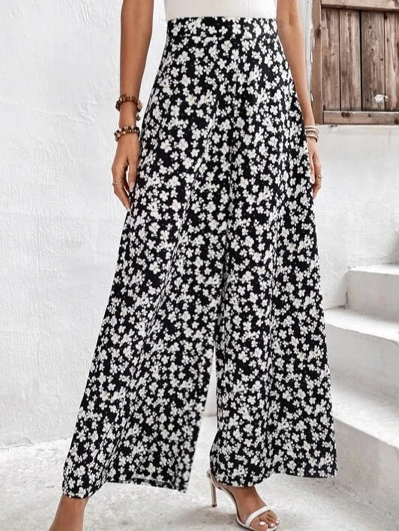 Damen Blumenmuster Palazzohose Drune