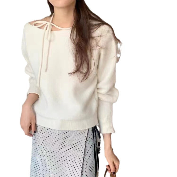 Damen lässiger Pullover mit dekorativem Halsband und weichem Material Drune