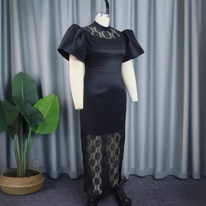 Damen Elegantes Spitze-und-Satin Abendkleid Drune