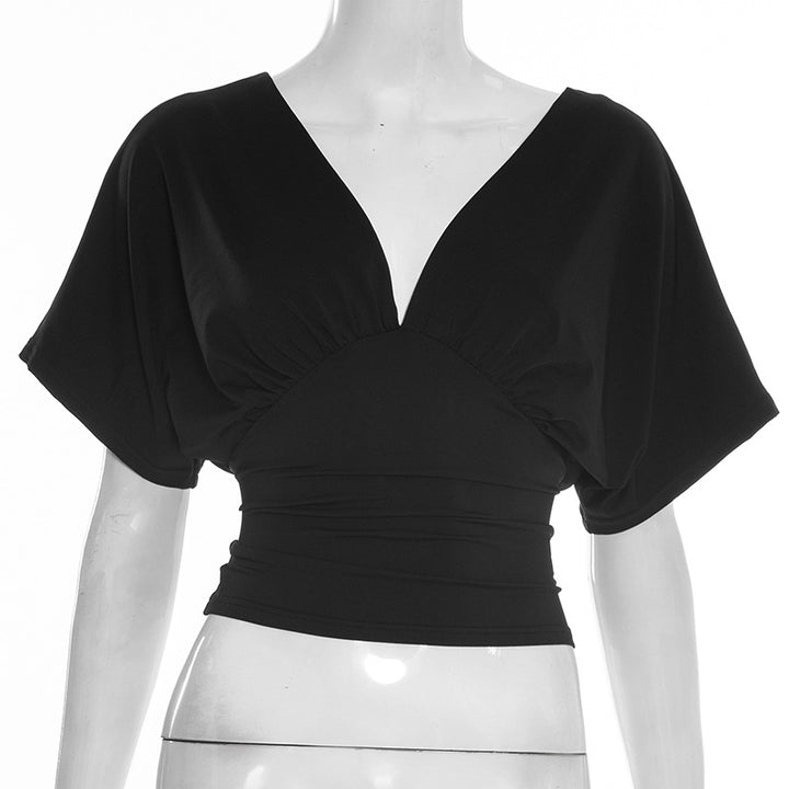 Damen elegantes Oberteil mit lässigem Schnitt und modischem V-Ausschnitt Drune