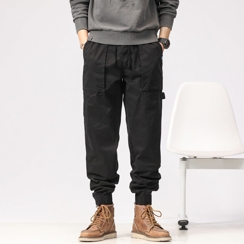 Herren Workwear-Cargohose im Tech-Joggerstil mit aufgesetzten Fronttaschen, Hammer-Schlaufe und Knöchel-Reißverschlüssen Drune
