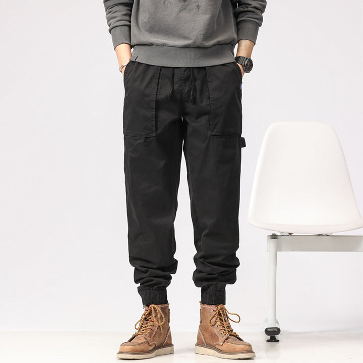 Herren Workwear-Cargohose im Tech-Joggerstil mit aufgesetzten Fronttaschen, Hammer-Schlaufe und Knöchel-Reißverschlüssen Drune