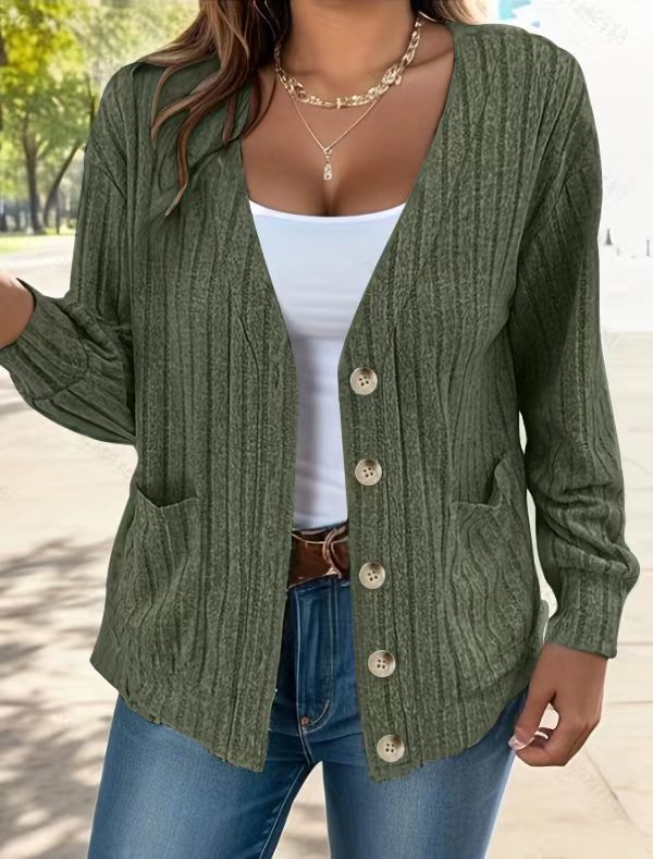 Damen Strickjacke mit Knopfleiste und seitlichen Taschen Drune