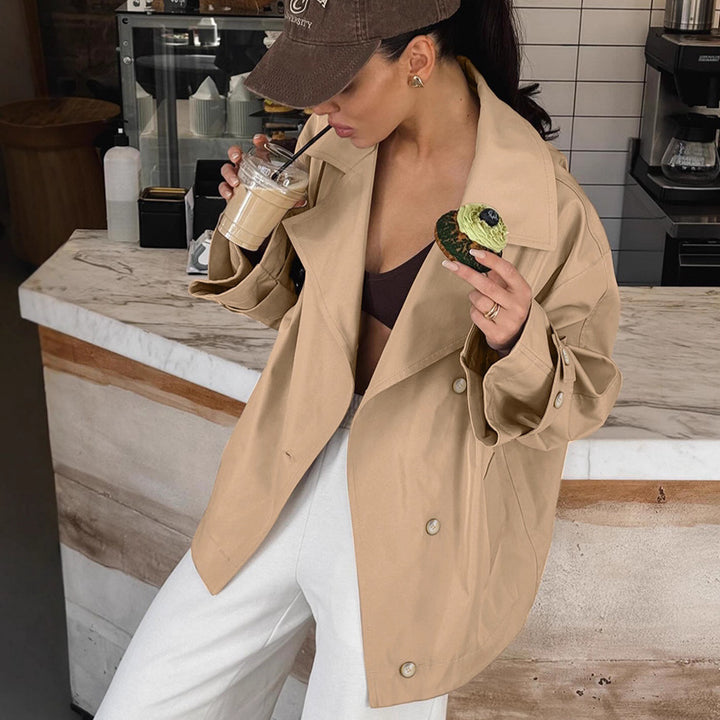 Damen Oversized Trenchcoatjacke mit eleganten Details Drune