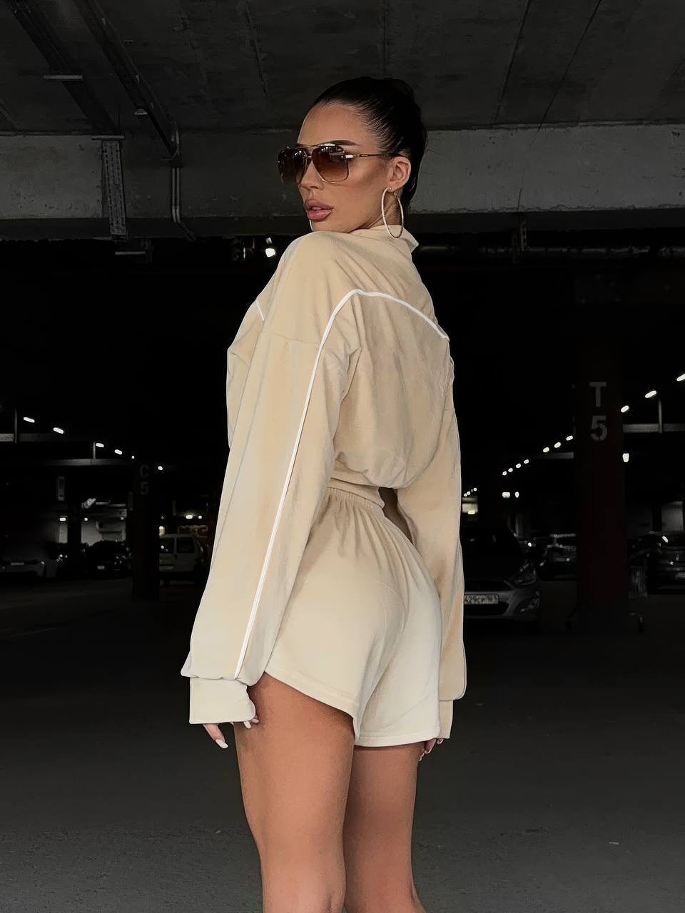 Damen Loungewear-Set mit bequemer Shorts und oversized Oberteil Drune