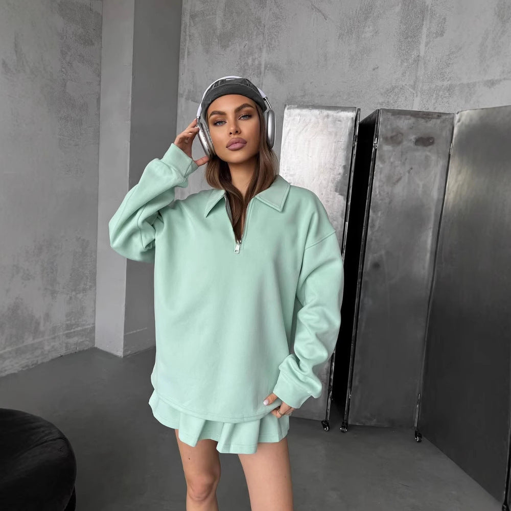 Damen sportlicher Pullover mit Reißverschluss Drune