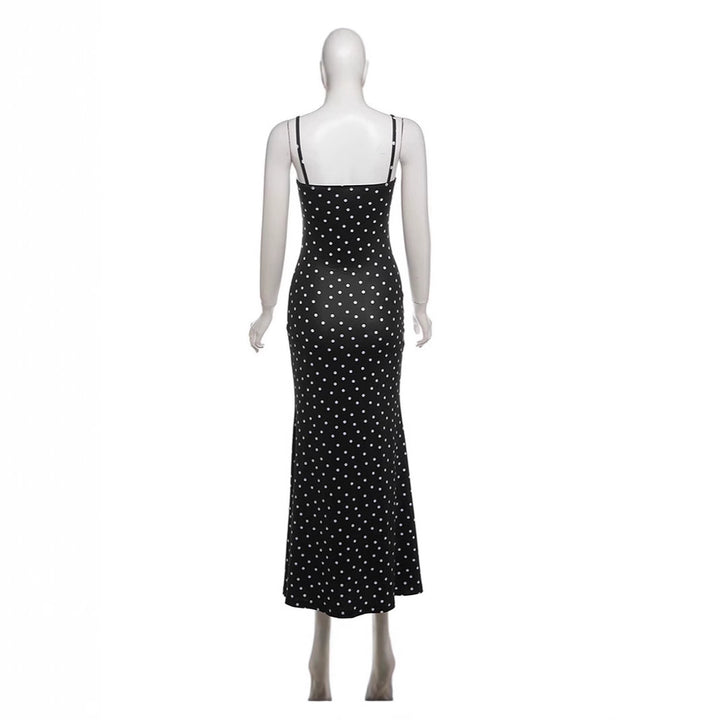 Damen Maxikleid mit Rüschen und Punkten Drune