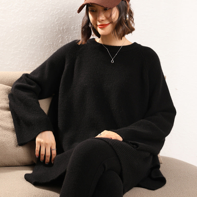 Damen Grobstrickpullover mit weit geschnittenem Design und voluminösen Ärmeln Drune