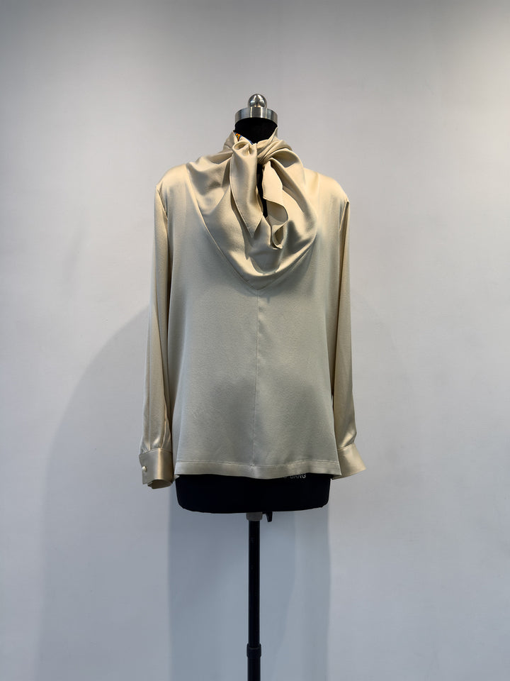 Damen Elegante Satin Kapuzenbluse Drune