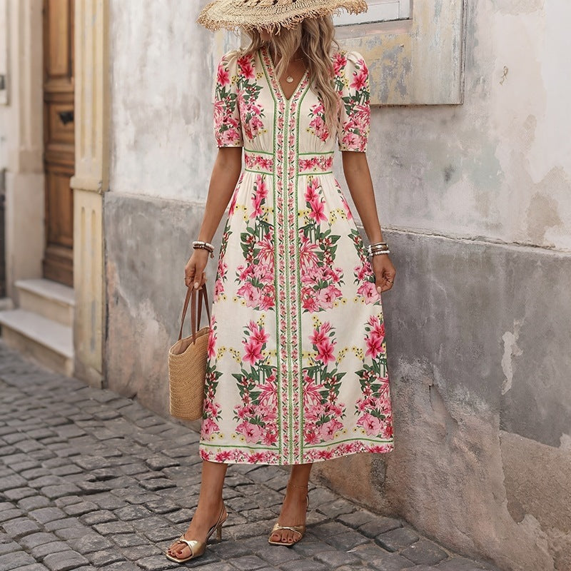 Damen Midi-Kleid mit floralen Muster Drune