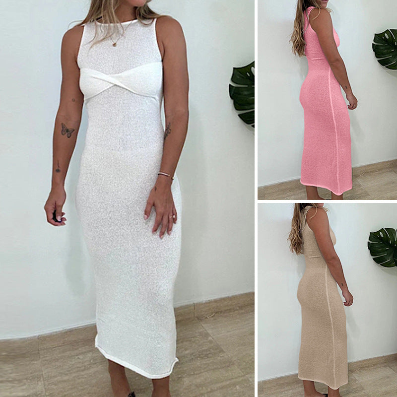 Damen Figurbetontes Maxikleid mit raffiniertem Knotendetail Drune