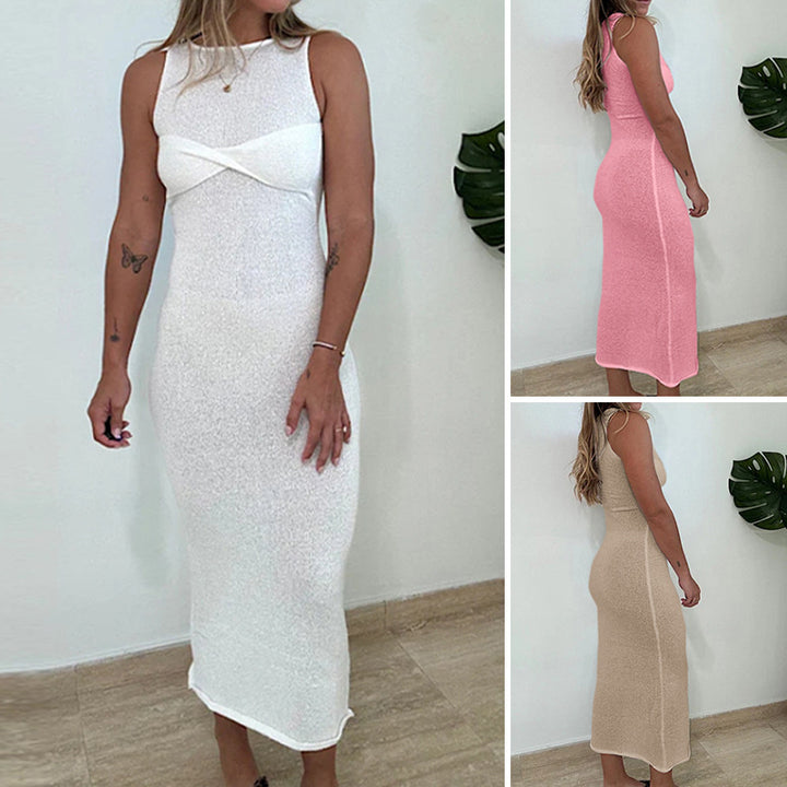 Damen Figurbetontes Maxikleid mit raffiniertem Knotendetail Drune