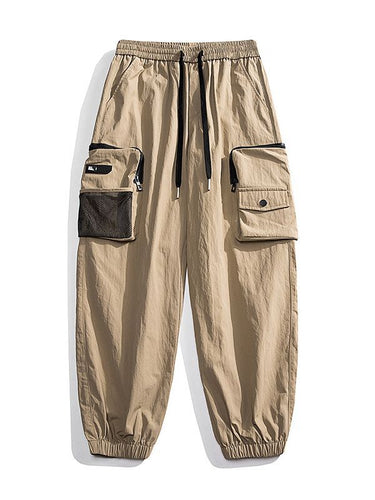 Unisex Lockere Nylon-Cargohose mit elastischem Bund und Knöchelbündchen Drune