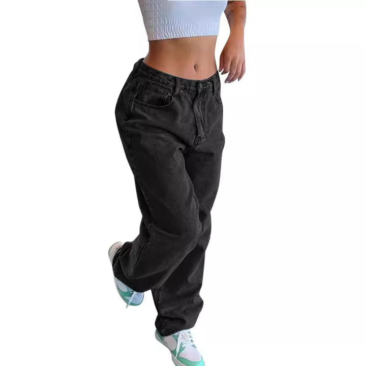 Damen nan relaxed-fit Baggy-Jeans mit hoher Taille und tiefem Schritt Drune