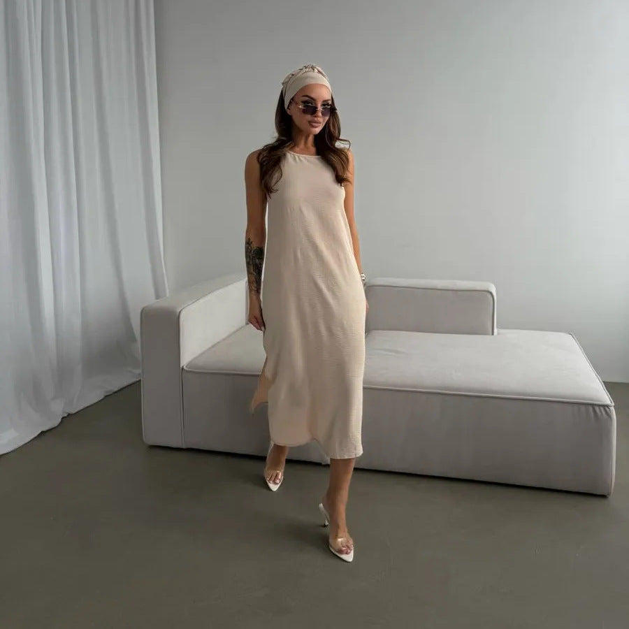 Damen Maxikleid mit elegantem Seitenschlitz und fließendem Stoff Drune