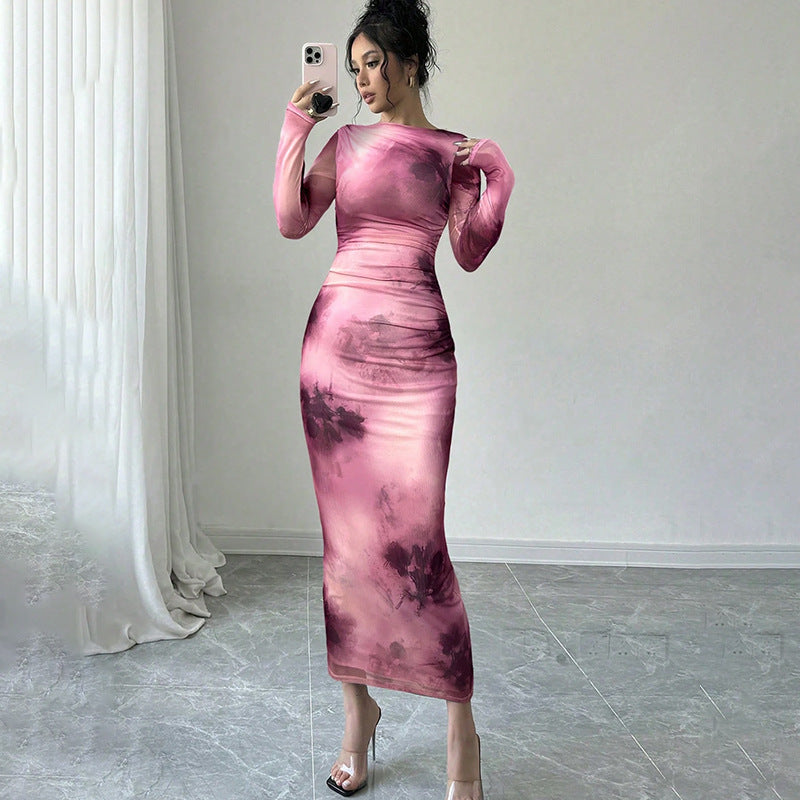 Damen Elegantes Wickelkleid mit Struktur Drune