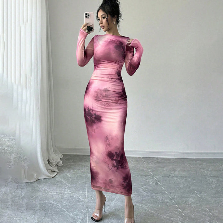 Damen Elegantes Wickelkleid mit Struktur Drune