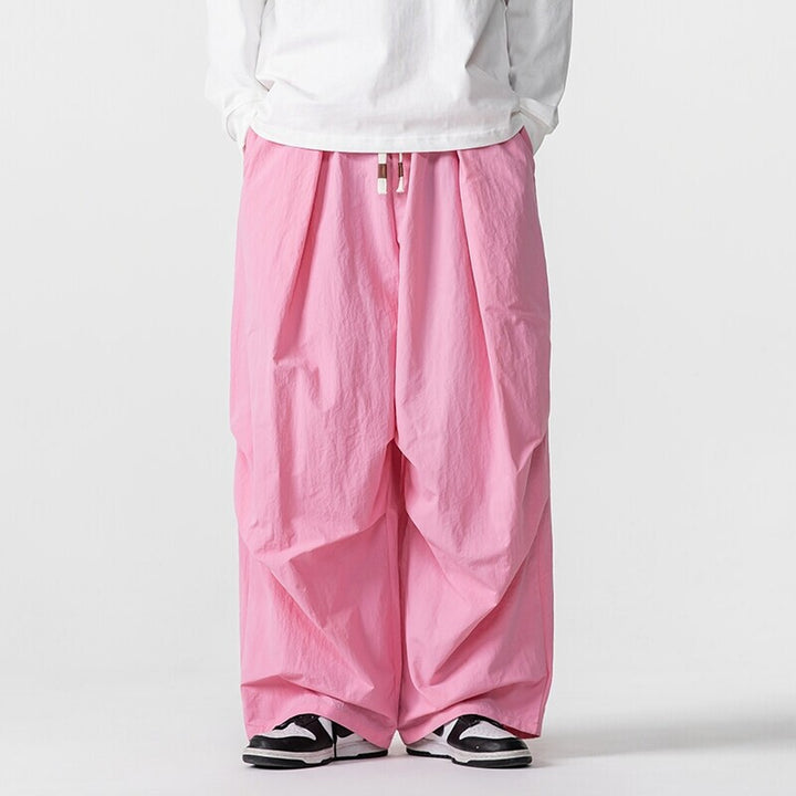 Herren Weite Utility-Loungehose mit überlappenden Falten und Kordelzugbund Drune