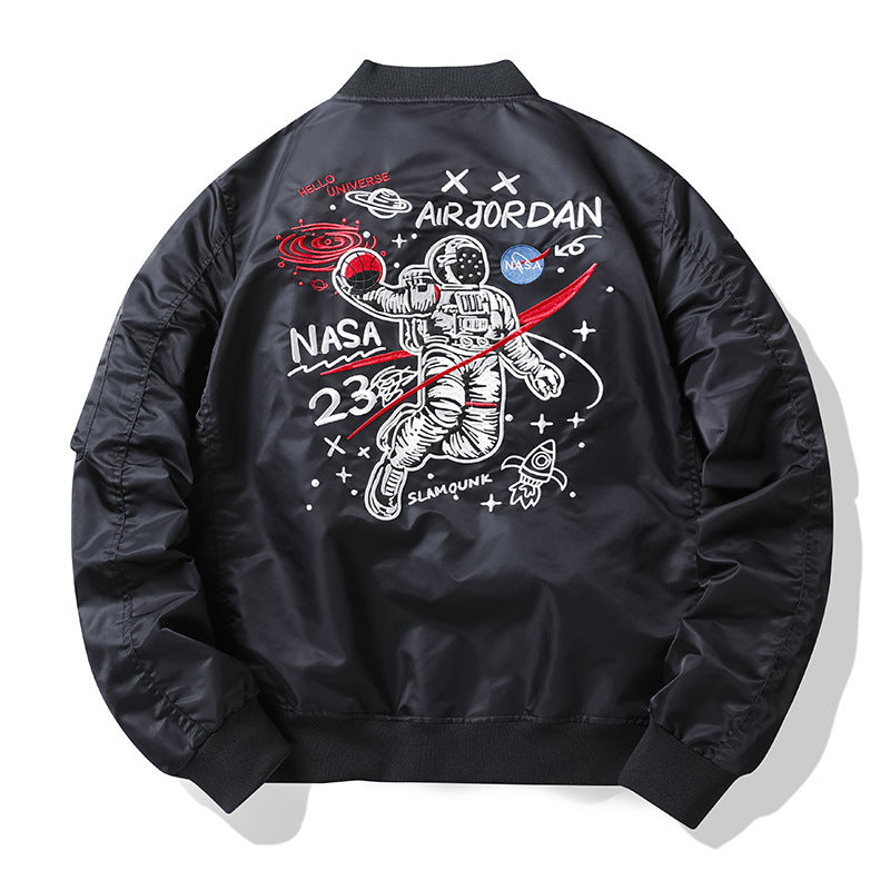 Herren Vintage-inspirierte Piloten-Bomberjacke mit Aufnäher-Details und Ärmeltasche Drune