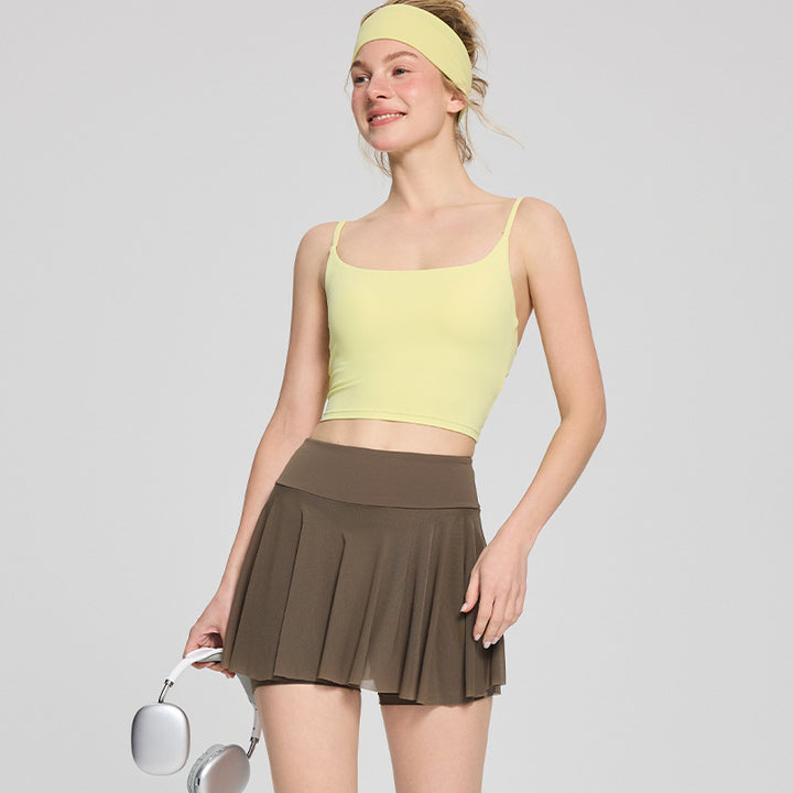 Damen Sportlicher Faltenrock mit hohem Bund und elastischem Material Drune